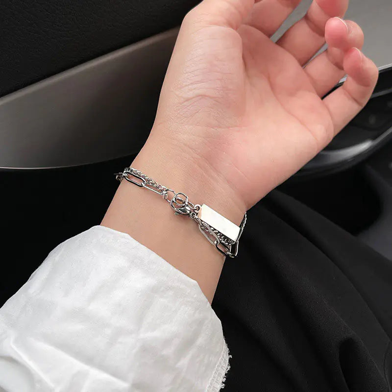 Stainless Steel Magnetic Couple Bracelets for Valentine's Day