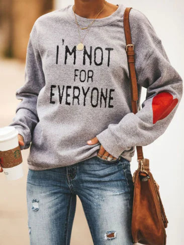 Autumn Valentine's Day Love Letter Print Long Sleeve Sweater