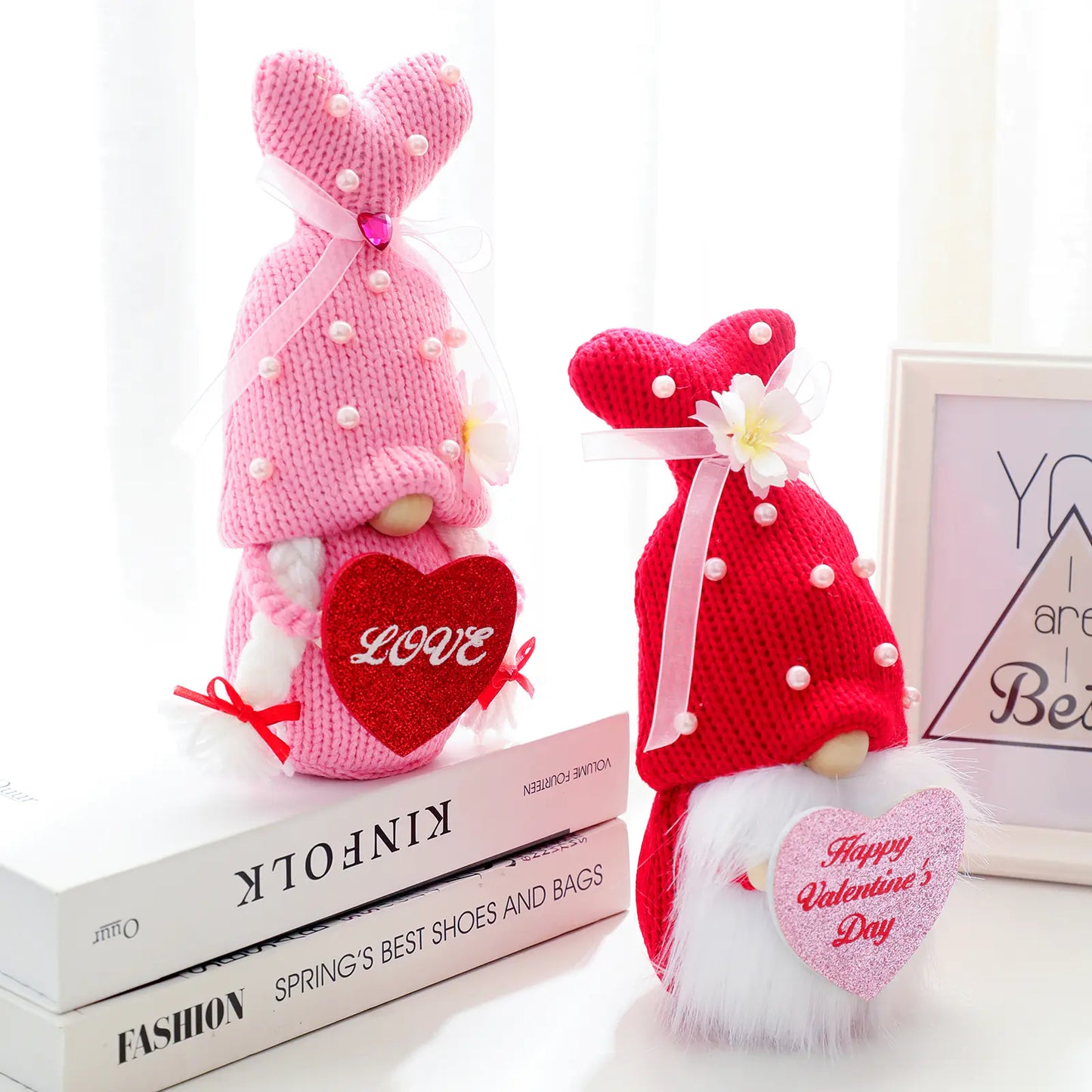 Knitted Gnome Doll for Valentine's Day Decoration