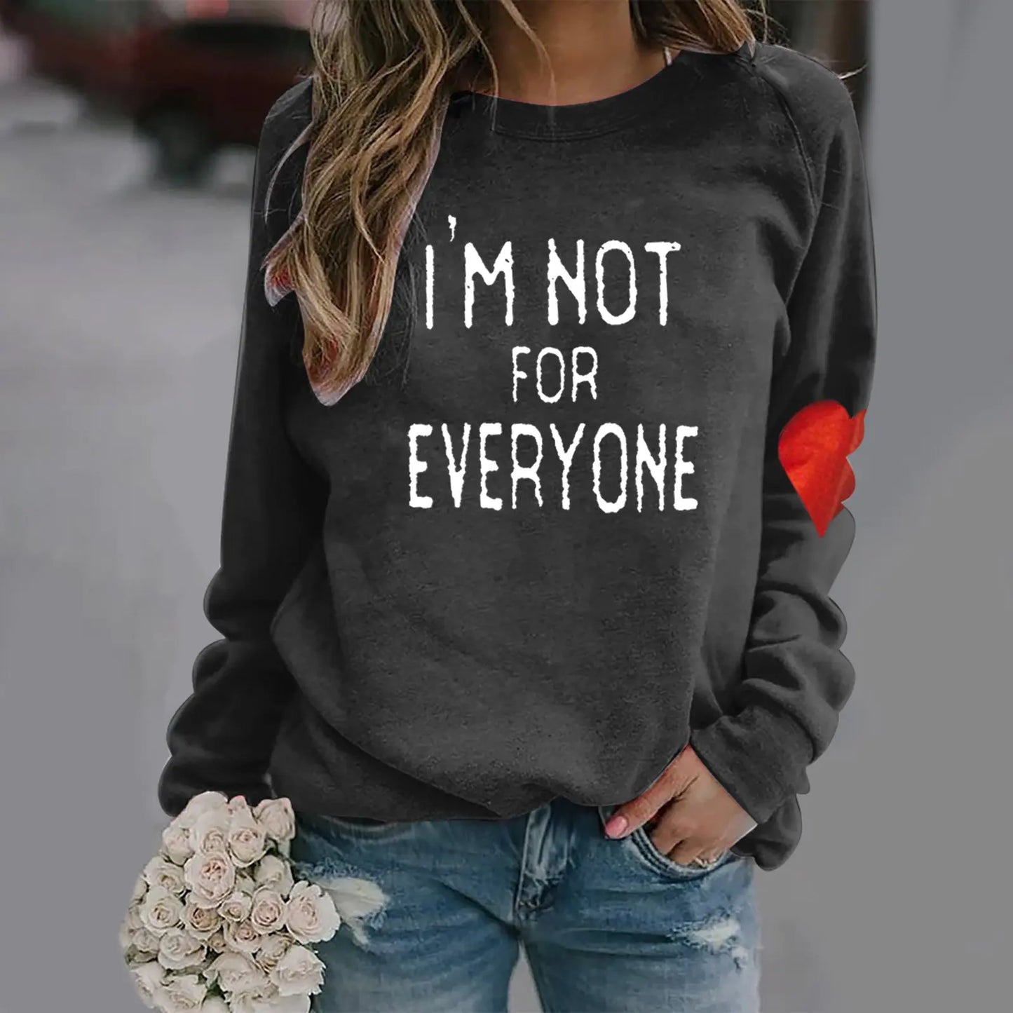 Autumn Valentine's Day Love Letter Print Long Sleeve Sweater