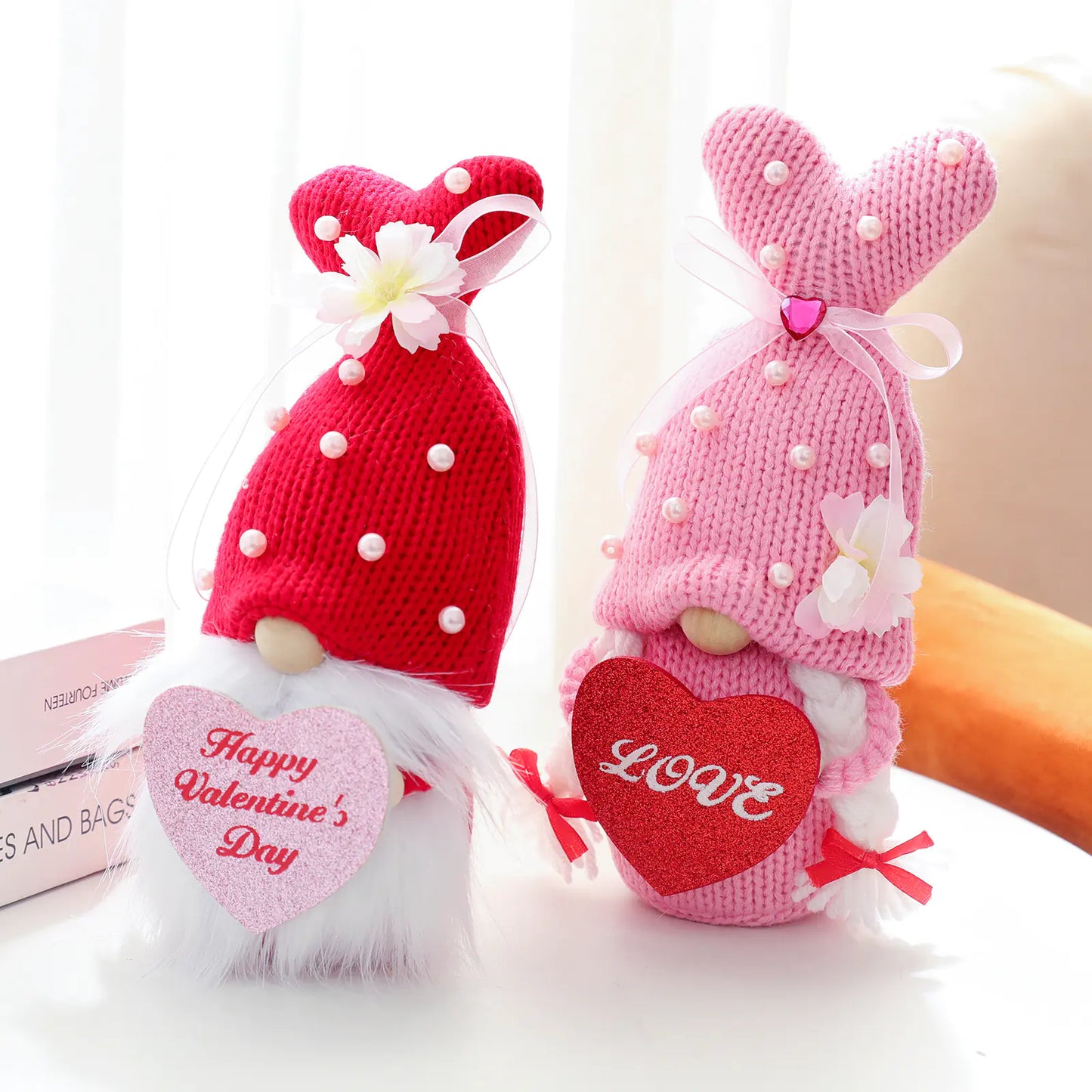 Knitted Gnome Doll for Valentine's Day Decoration