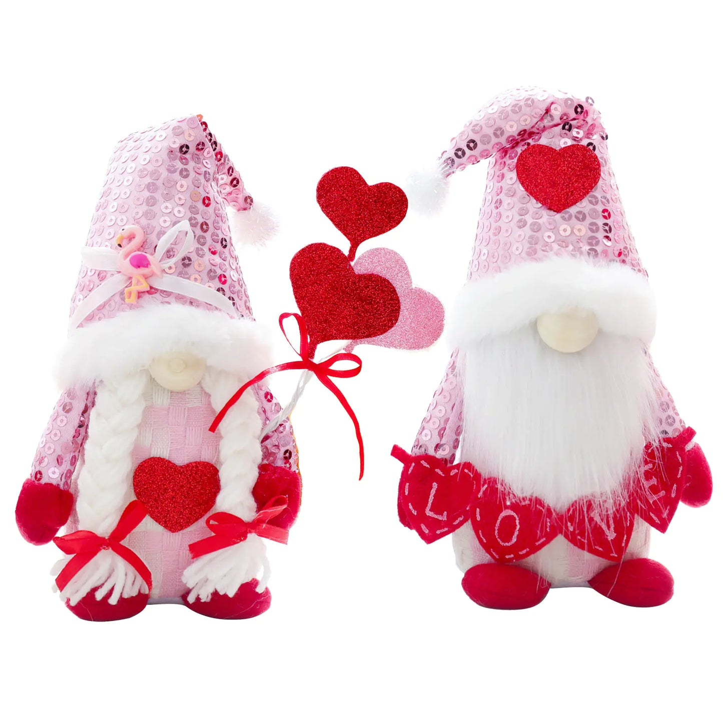 Love Sequin Valentine's Day Gnome Decoration Doll
