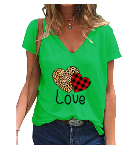 Leopard Heart Valentine's Day T-Shirt - Short Sleeve