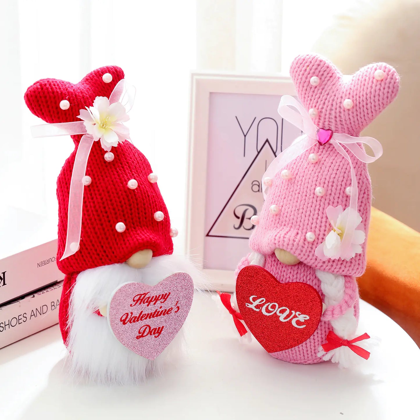 Knitted Gnome Doll for Valentine's Day Decoration