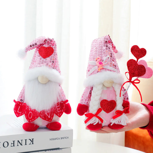 Love Sequin Valentine's Day Gnome Decoration Doll