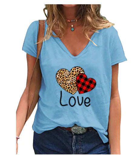 Leopard Heart Valentine's Day T-Shirt - Short Sleeve