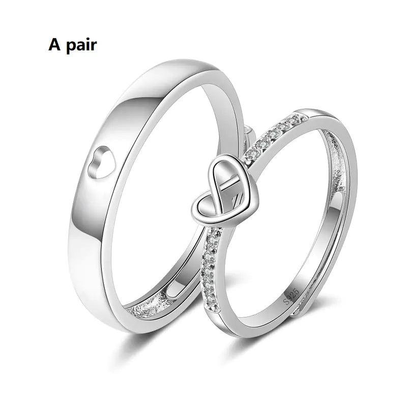 S925 Valentine's Day Heart Ring - Heart to Heart Design